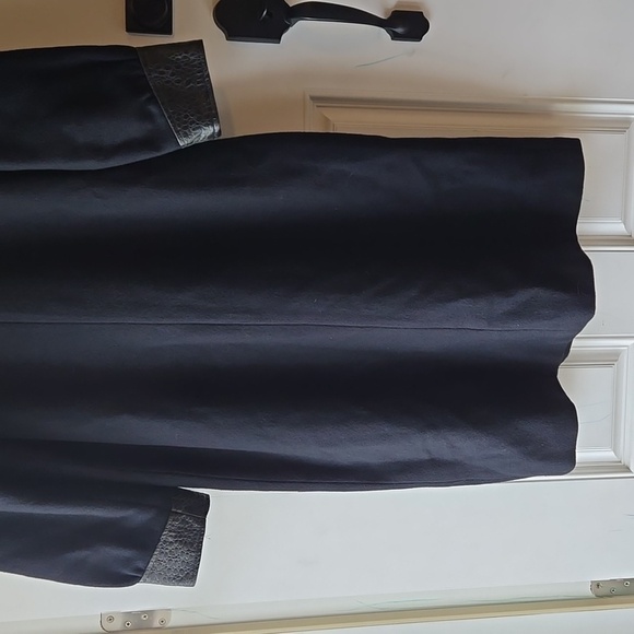 Vintage Havoc Wool and Faux Leather Blend Double Breasted Trench Coat - Picture 6 of 11